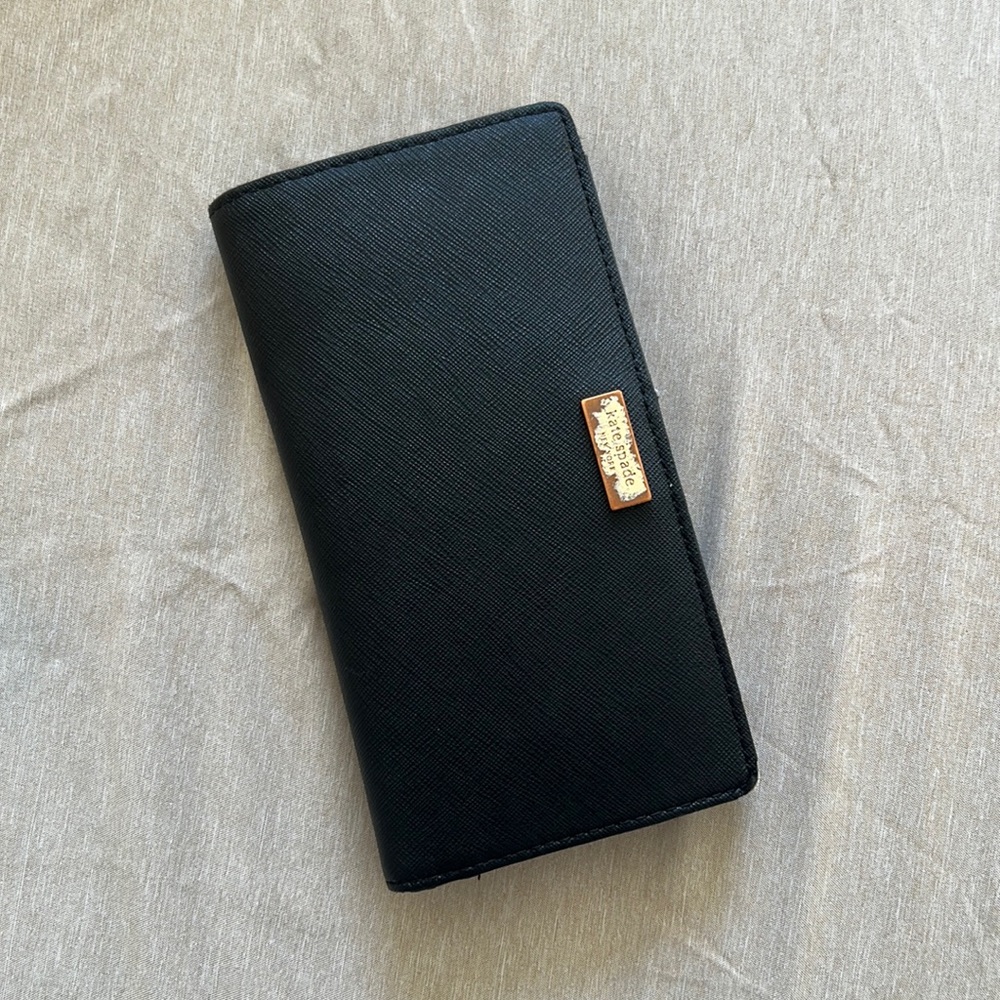 Kate spade black slim bifold wallet